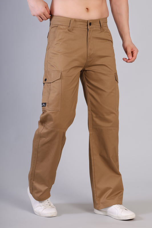 Men’s Loose Fit Classic Cargo Pants – Coffee Brown