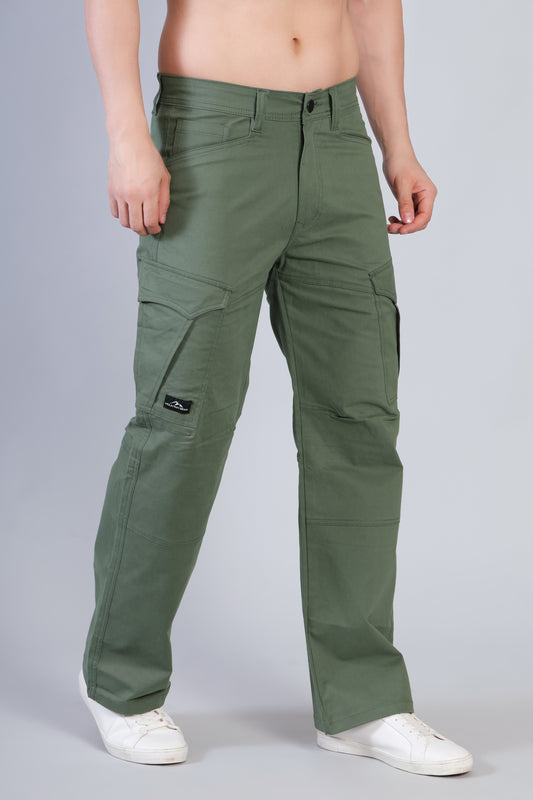 Loose Fit 6-Pocket Stretch Cargo Deep Green