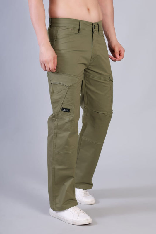 Loose Fit 6-Pocket Stretch Cargo Army green