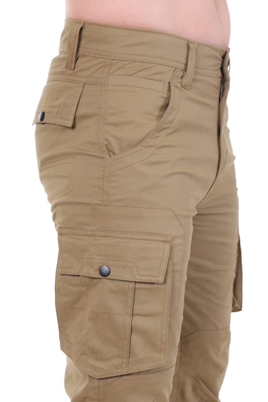 Men’s Premium 7-Pocket Cargo Pants – Buttoned Pocket Edition Beige