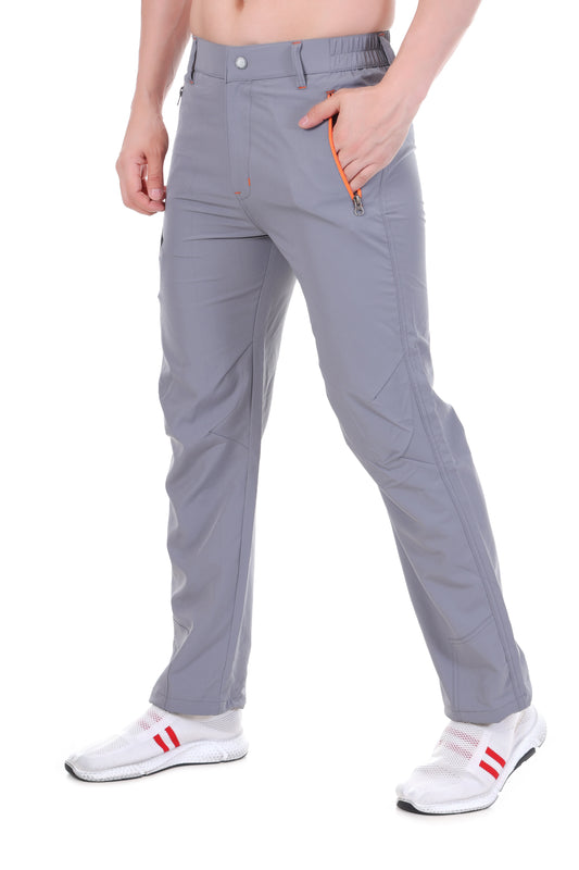 Lightweight Stretch Trekking Pant (Light Grey with Orange Zips)