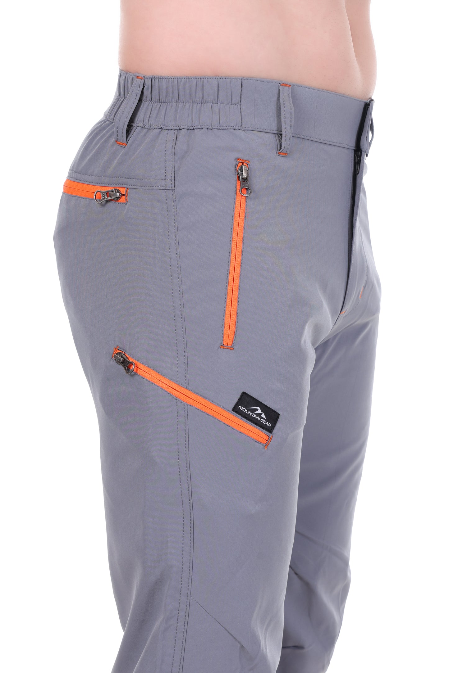 Lightweight Stretch Trekking Pant (Light Grey with Orange Zips)