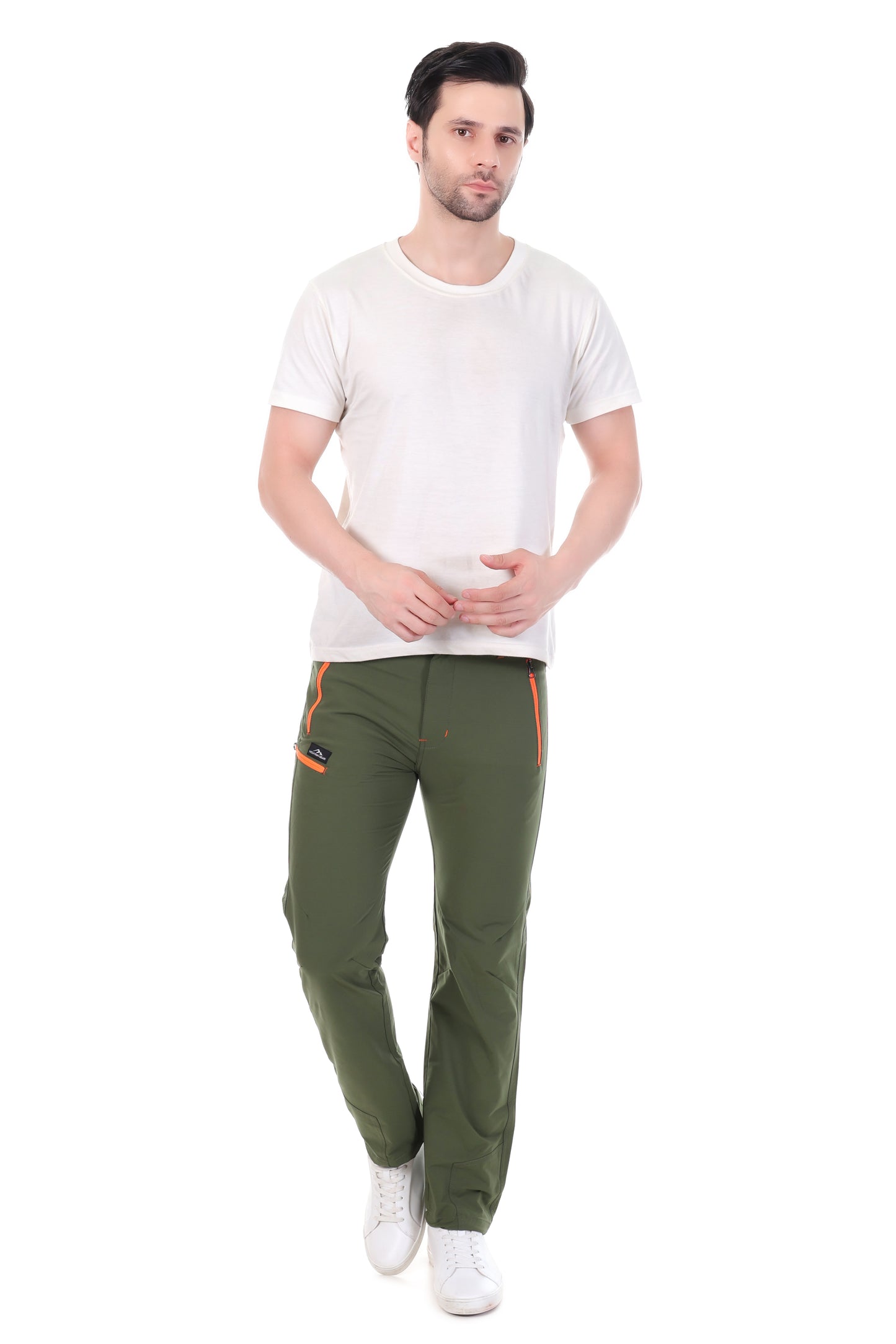 Lightweight Stretch Trekking Pant (Olive with Orange Zips)