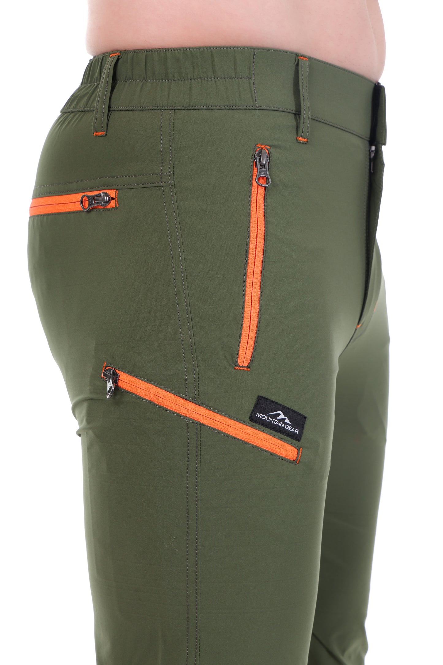 Lightweight Stretch Trekking Pant (Olive with Orange Zips)