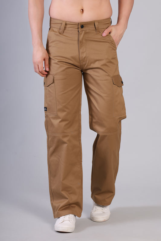 Men’s Loose Fit Classic Cargo Pants – Coffee Brown