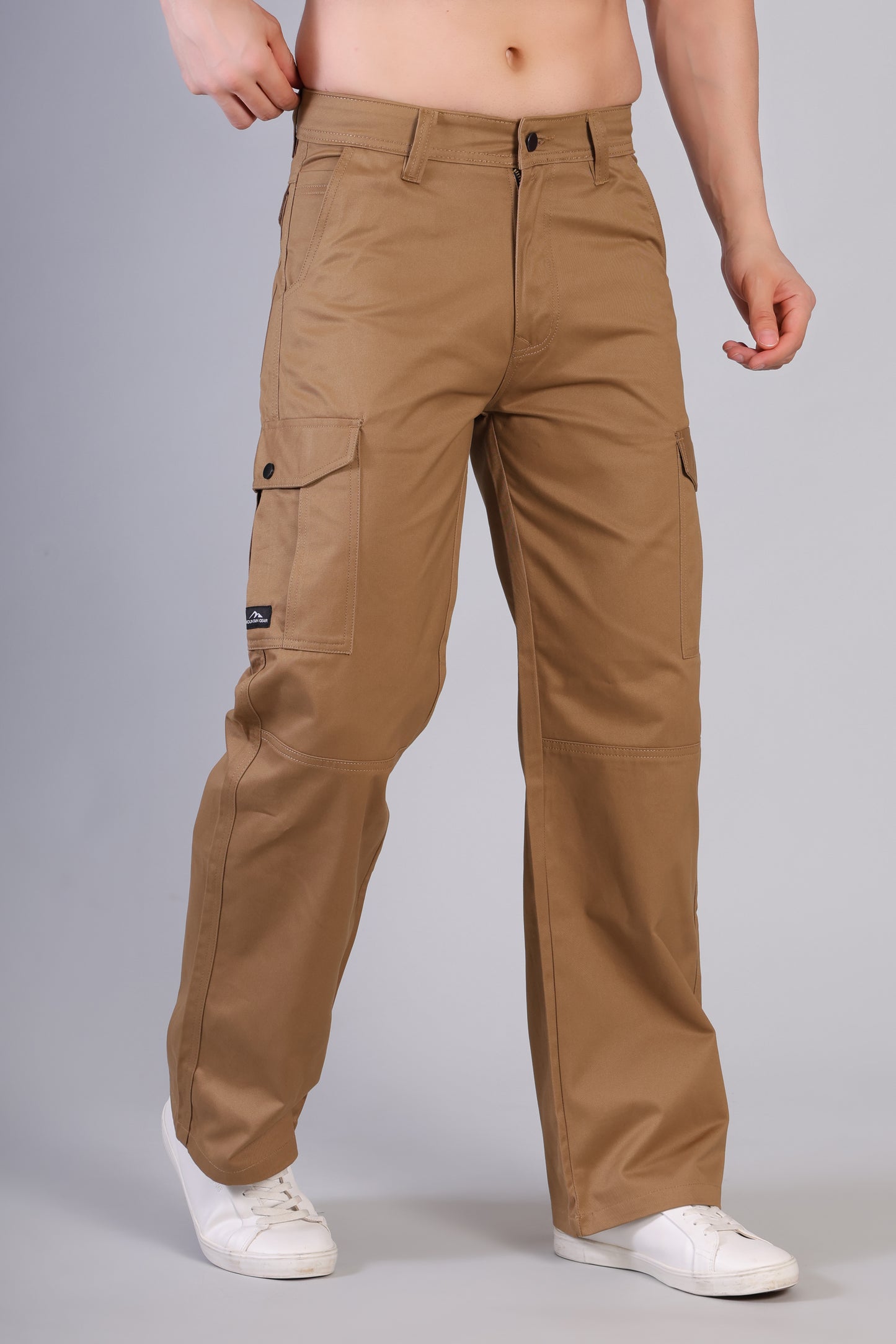 Men’s Loose Fit Classic Cargo Pants – Coffee Brown