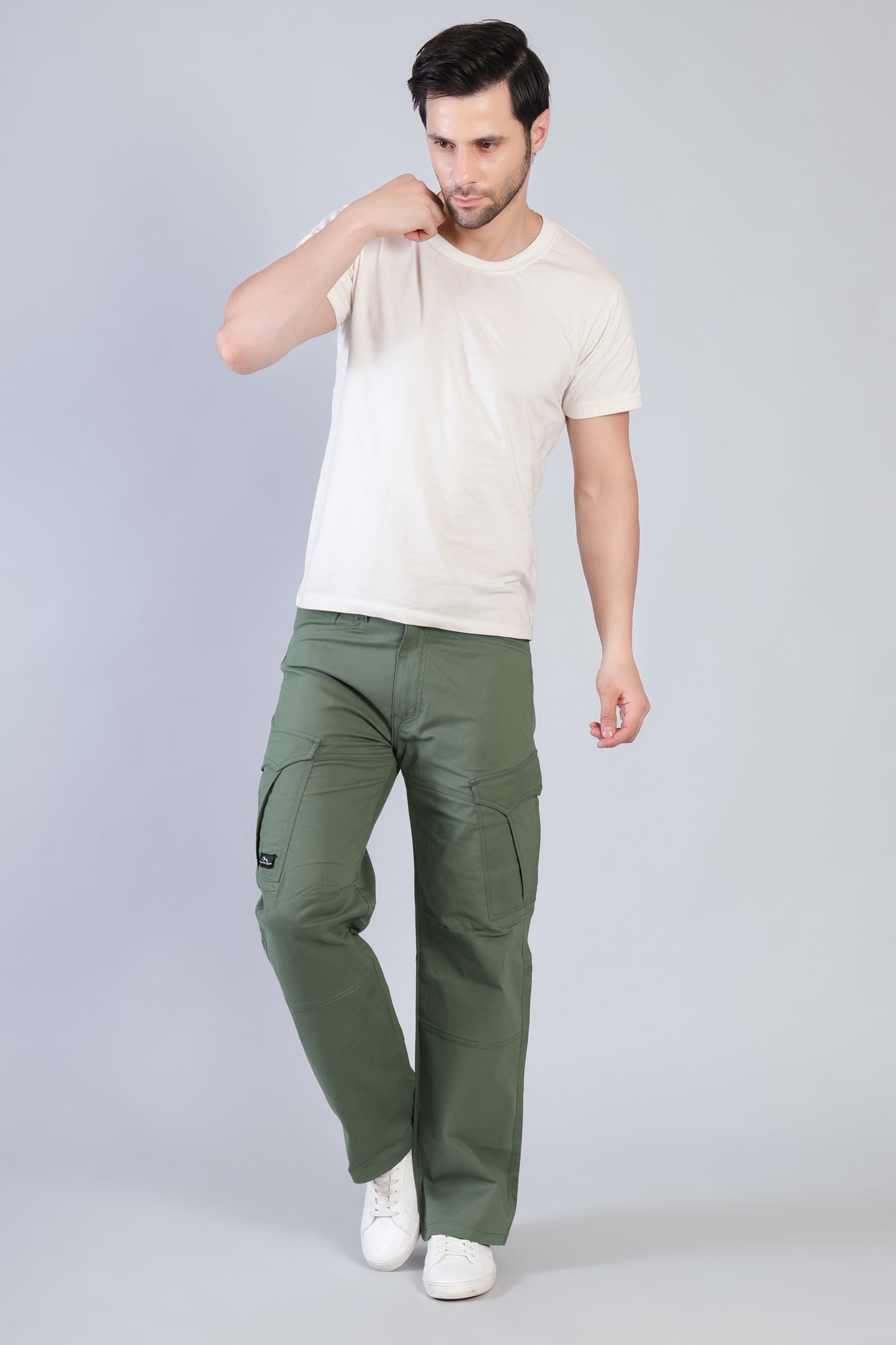 Loose Fit 6-Pocket Stretch Cargo Deep Green