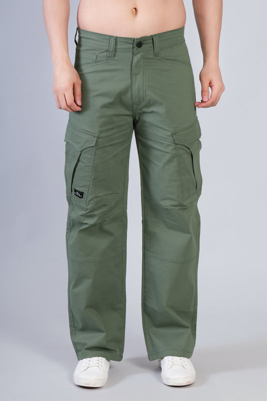 Loose Fit 6-Pocket Stretch Cargo Deep Green