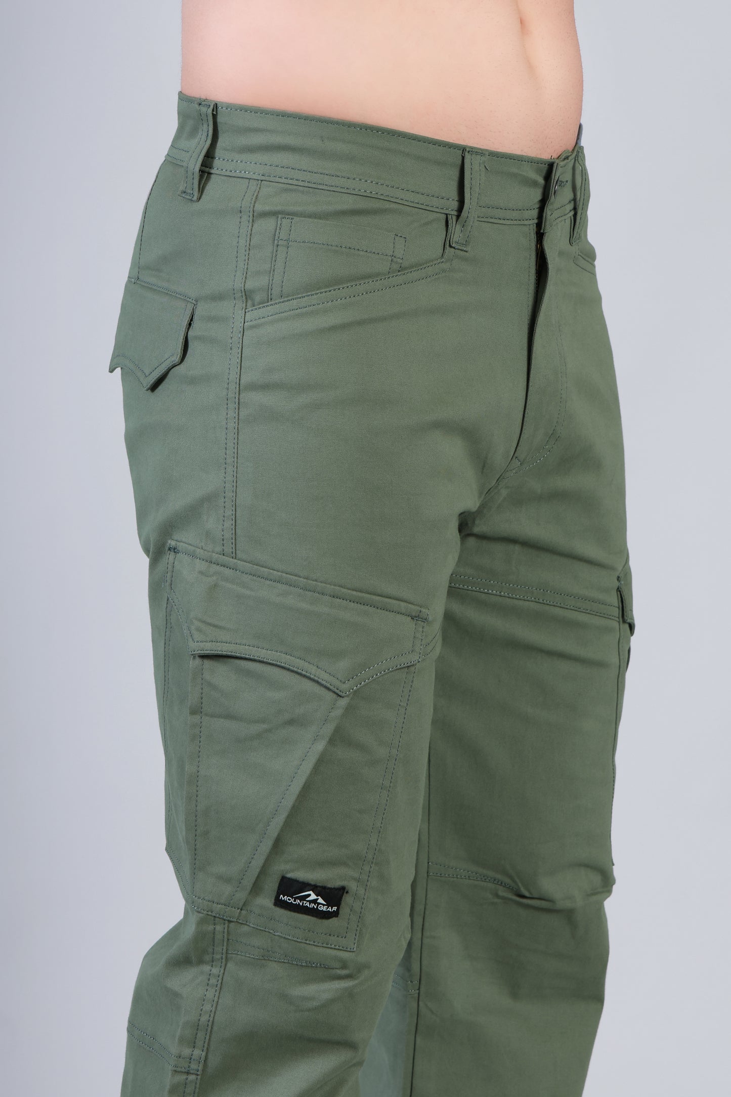 Loose Fit 6-Pocket Stretch Cargo Deep Green