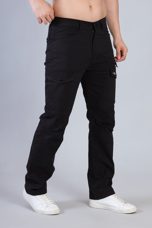 Multi-Pocket Outdoor Cargo Pants – Rugged Style Black