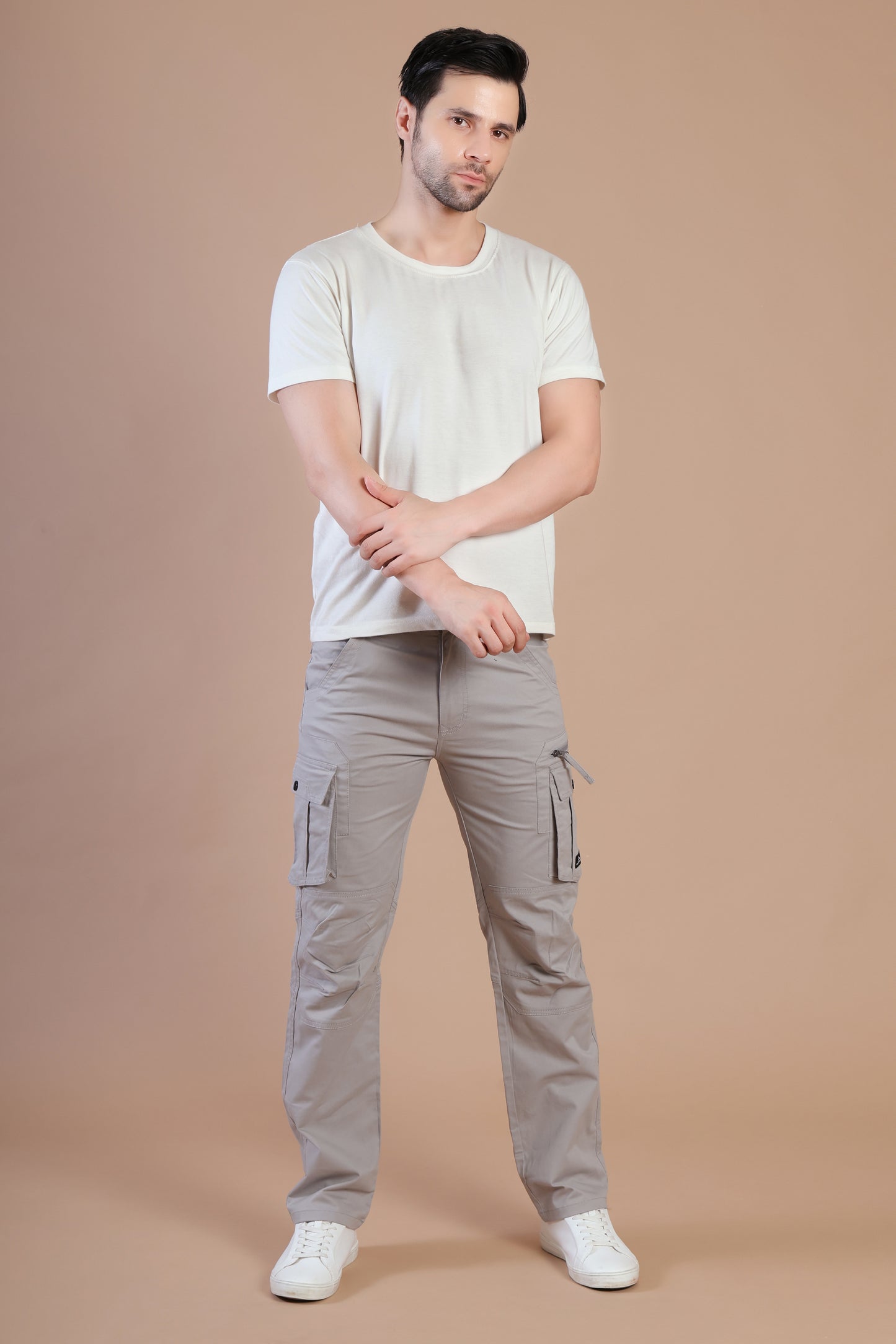 Men’s Premium 7-Pocket Cargo Pants – Buttoned Pocket Edition Creamy