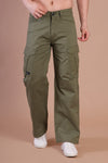 Loose Fit 6-Pocket Stretch Cargo Olive Green