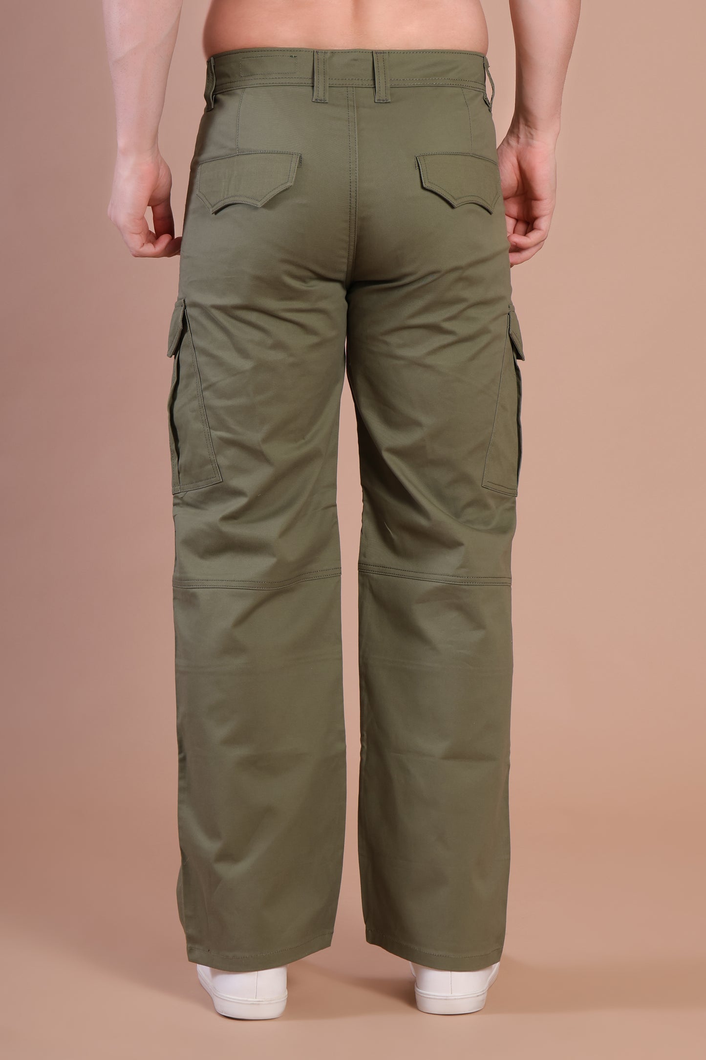 Loose Fit 6-Pocket Stretch Cargo Olive Green