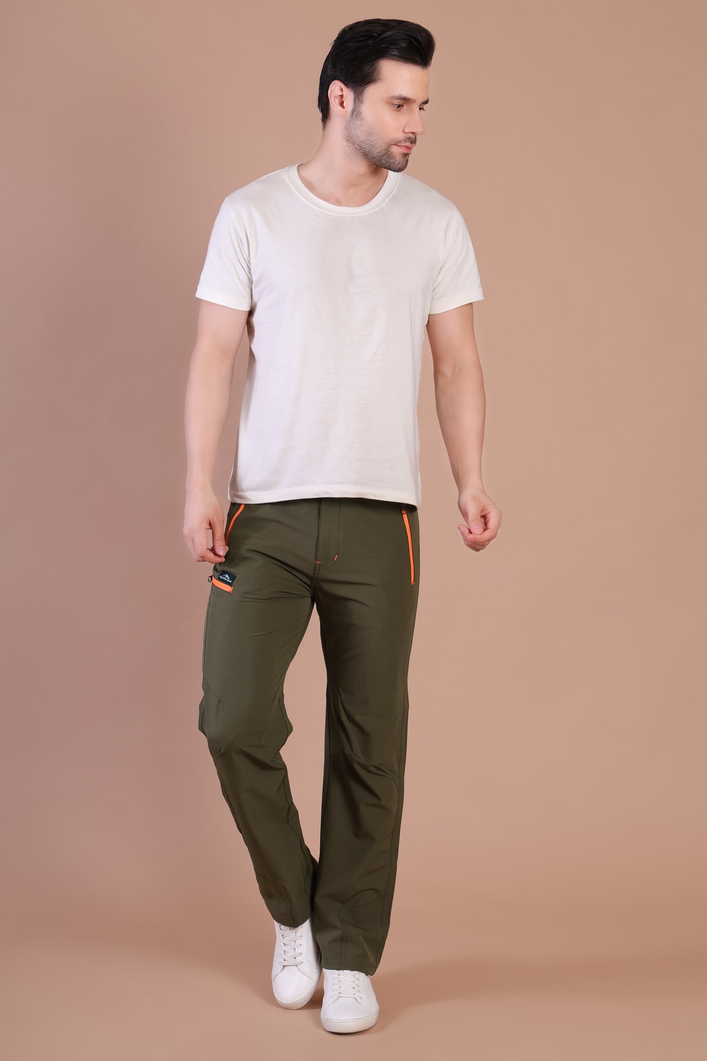 Lightweight Stretch Trekking Pant (Deep Green with Orange Zips)