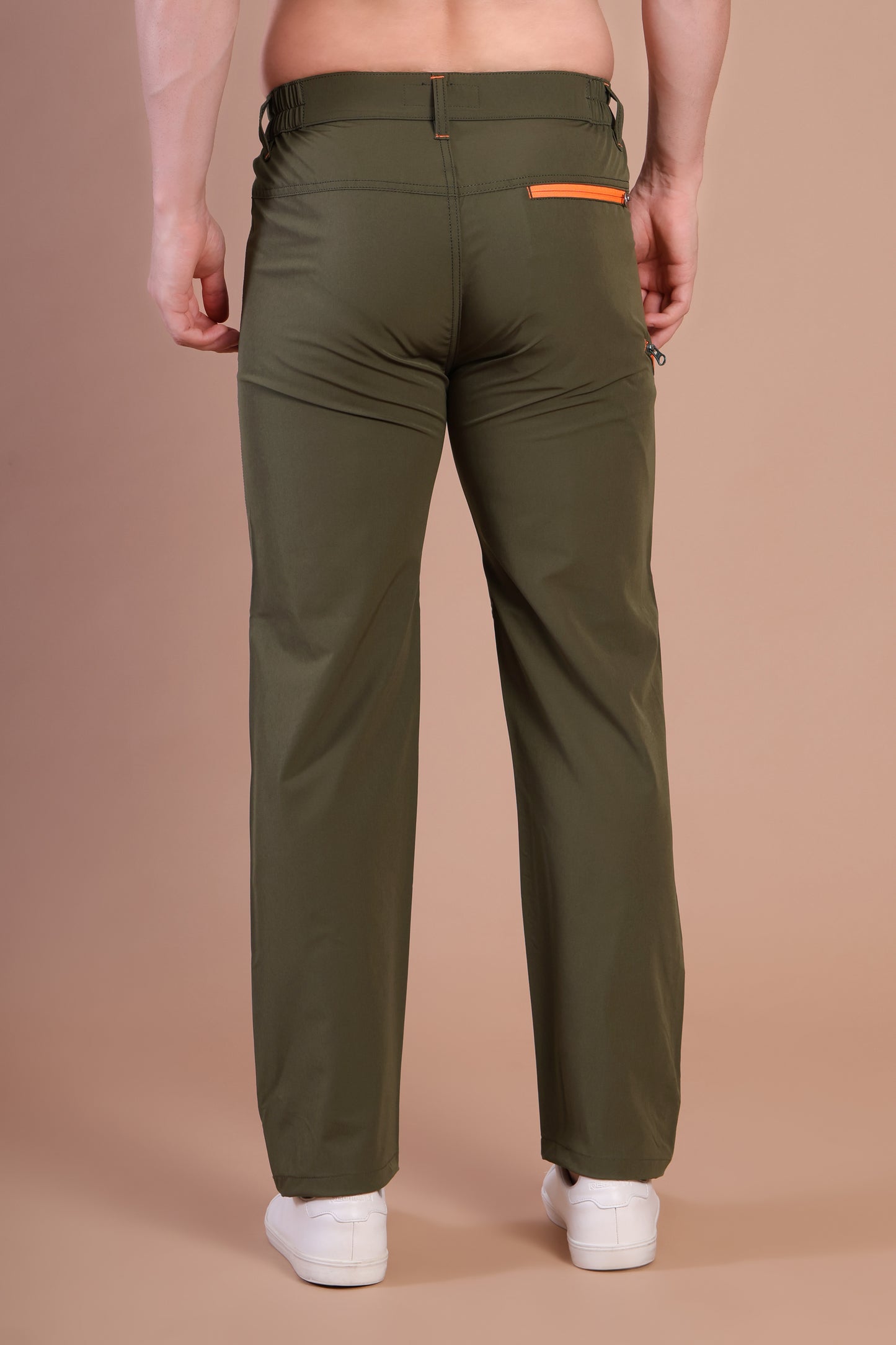 Lightweight Stretch Trekking Pant (Deep Green with Orange Zips)