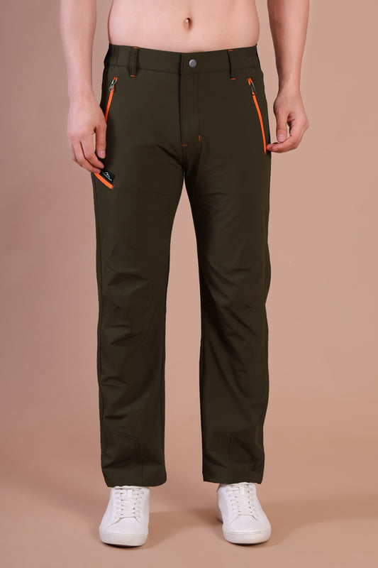 Lightweight Stretch Trekking Pant (Brown with Orange Zips)