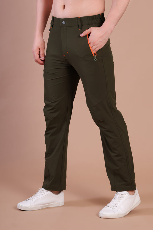 Lightweight Stretch Trekking Pant (Brown with Orange Zips)
