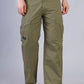 Loose Fit 6-Pocket Stretch Cargo Army green