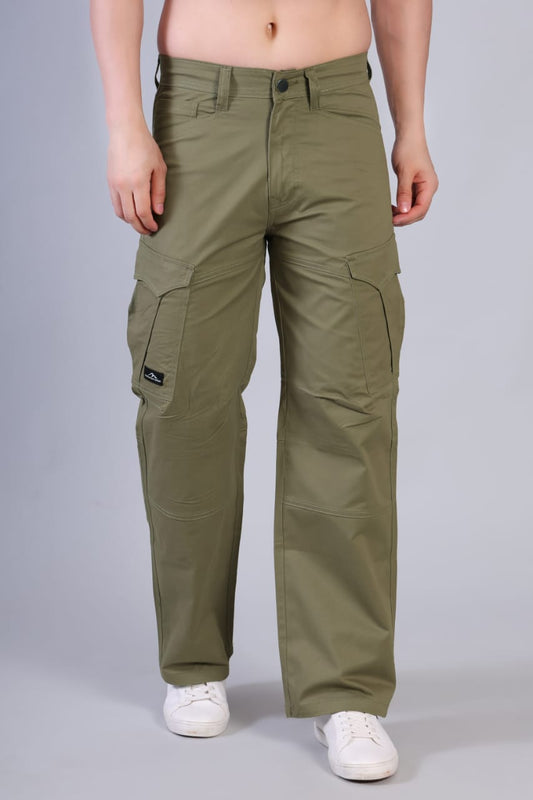 Loose Fit 6-Pocket Stretch Cargo Army green