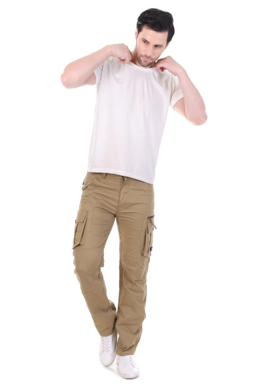 Men’s Premium 7-Pocket Cargo Pants – Buttoned Pocket Edition Beige